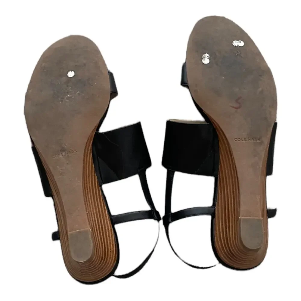 EUC Cole Haan black low wedge sandals heels size 10